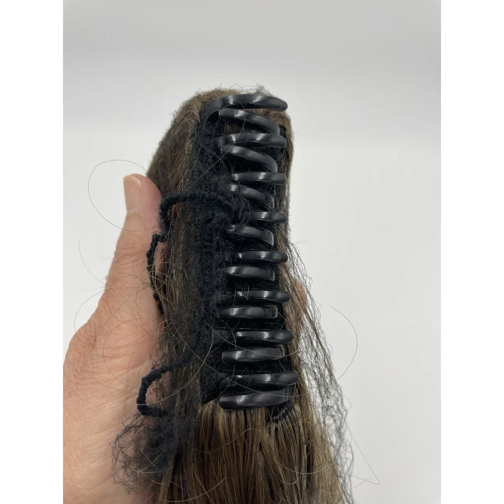Ponytail Hair Extension Drawstring w/Clip Combs Hair Bun New in‎ Netting Brown